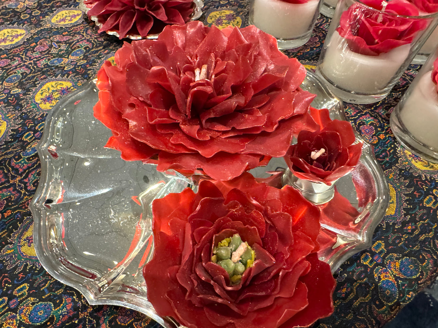 Silver-plated with 3 peonies